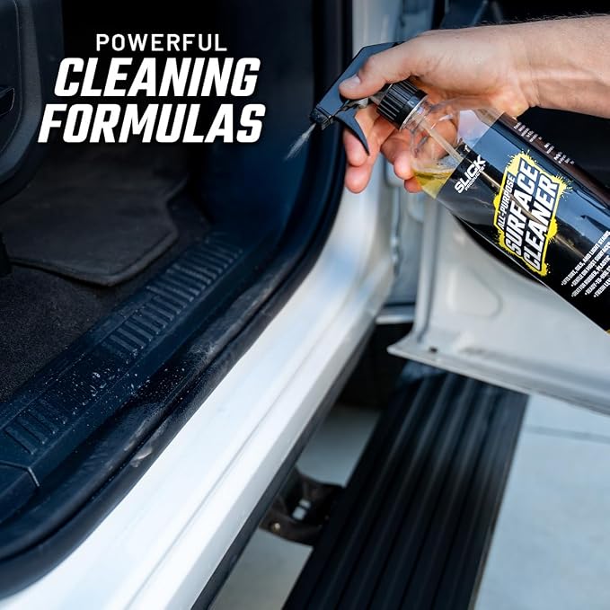 Slick Products Car Wash & Detail Kit (13-Piece) – Complete Car Cleaning & Detailing Kit with Ceramic Wash, Degreaser, Interior Cleaner, Glass Cleaner, Towels, Brush, Wash Bucket & More