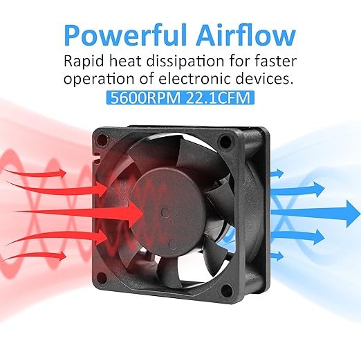 60mm 12V DC Cooling Fan - PANOMOUNTS CF6025 High Airflow 60mm 25mm 12V 2Pin Amp Fans for Car Audio Vent Cooling Fan Low Noise 5600RPM 2-Pack