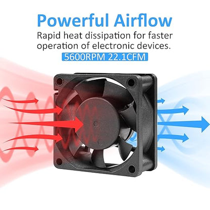 60mm 12V DC Cooling Fan - PANOMOUNTS CF6025 High Airflow 60mm 25mm 12V 2Pin Amp Fans for Car Audio Vent Cooling Fan Low Noise 5600RPM 2-Pack