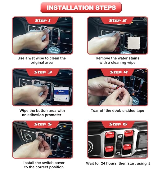 Fits for JL Jeep 4 PCS Upgrade Window Switch Button Cover Compatible with Jeep Wrangler JL JLU 2026 2025 2024 2023 2022 2021 2020 2019 2018 & Gladiator JT 2020-2026 Interior Accessories (Bright Red)