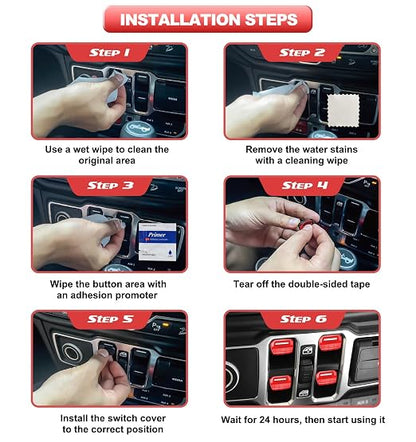 Fits for JL Jeep 4 PCS Upgrade Window Switch Button Cover Compatible with Jeep Wrangler JL JLU 2026 2025 2024 2023 2022 2021 2020 2019 2018 & Gladiator JT 2020-2026 Interior Accessories (Bright Red)
