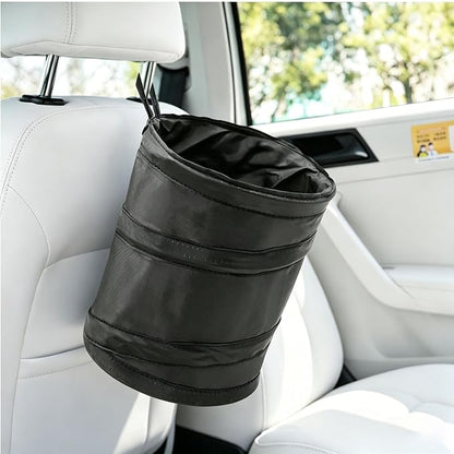 2 PCS Car Trash Can, Portable Collapsible Garbage Bin, Waterproof Mini Hanging Rubbish Bin Leakproof Trash Bag (Black)