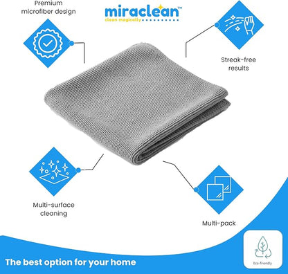 Microfiber Cleaning Cloth Grey 12 Pack Premium Microfiber Towels for Cars, Lint Free, Scratch-Free, Highly Absorbent, Reusable Cleaning Rags for Car, 320 GSM Household, Kitchen, Window, 12" x 12"