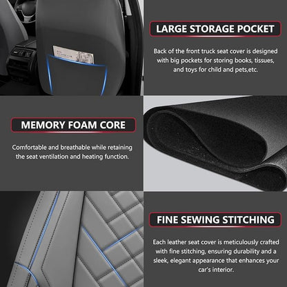 BABYBLU Chevy Silverado Seat Covers Full Set,Truck Seat Covers for Silverado GMC Sierra,Custom Fit 2007-2023 2024 2025 1500/2500HD/3500HD(Grey, Full Set)