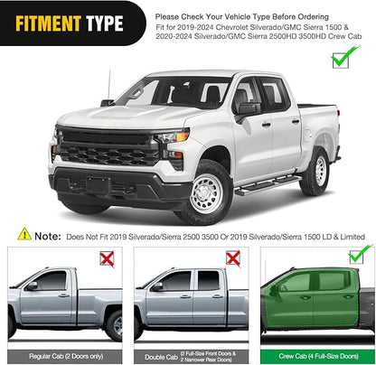 Nilight Running Boards for 2019-2026 Chevy Silverado/GMC Sierra 1500 Crew Cab 2020-2026 Silverado/GMC Sierra 2500HD 3500HD 6 Inch Stainless Steel Bolt-on Side Step Nerf Bars