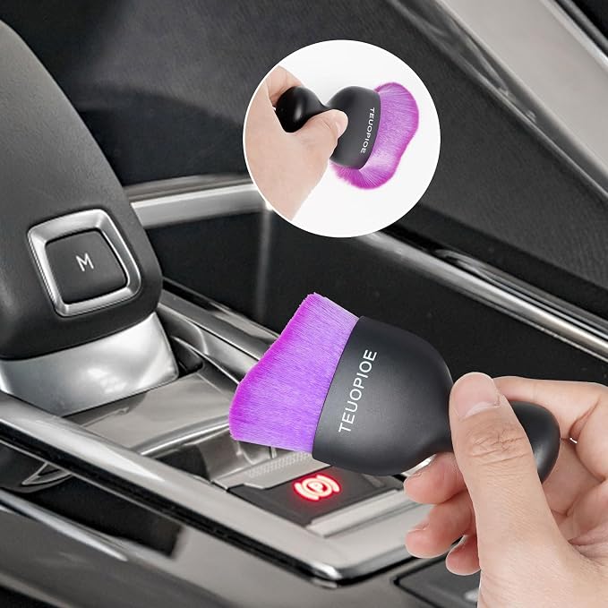 Car Interior Cleaning Brush, Car Duster Interior,Car Detailing Brush Dusting Brush,Car Interior Cleaning Tool, Auto Soft Hair Car Brush,Auto Interior Dust Brush for Air Vents(Black Purple)