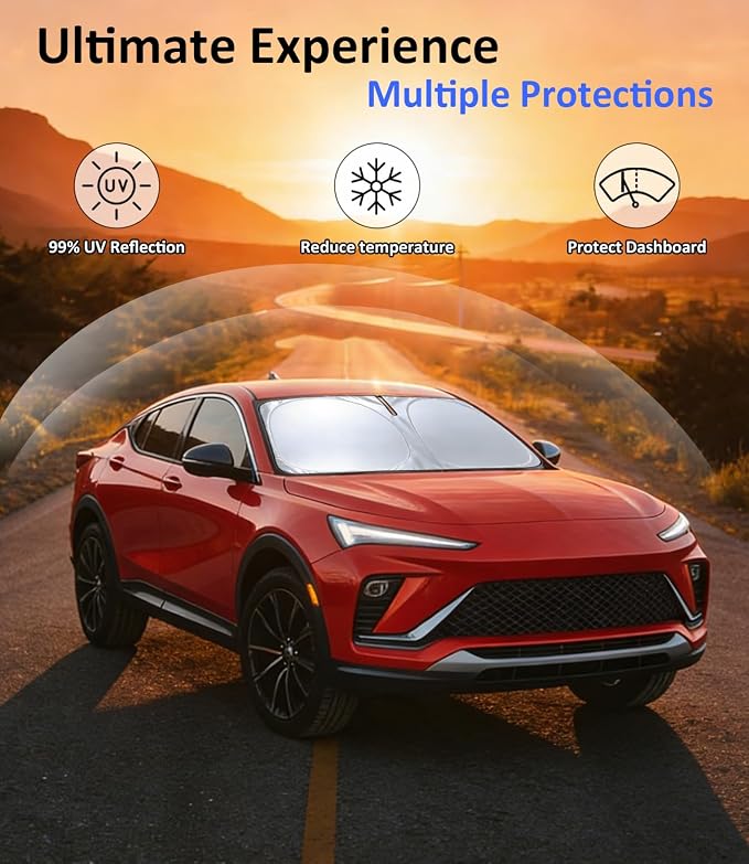 Windshield Sun Shade for 2024 2025 2026 Buick Envista Accessories, Car Front Window Sun Visor Protector & Heat Shield | 240T Sunshade Protection Blocks UV Rays Keep Your Car Cooler