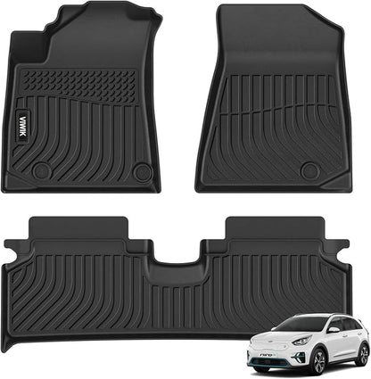 VIWIK Floor Mats Fit for Kia NIRO EV 2023 2024 Car Mats All Weather Custom Floor Liners Full Set 1st and 2nd Row Front & Rear Automotive Accessories TPE Black Odorless Waterproof