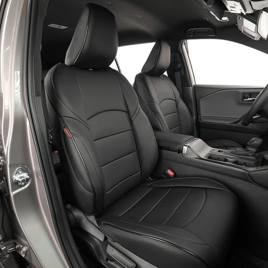 EKR Rav4 Seat Covers Custom Fit for Toyota Rav4 (Hybrid) SE/XSE & (PHEV) GR Sport 2026, Car Seat Cover Full Set for SUV,Factory-Style Interior Upgrade, Easy-Wipe Protection,Faux Leather(Black)