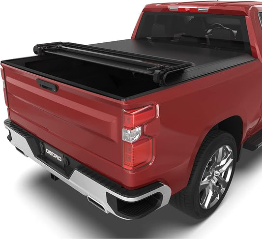 OEDRO Soft Quad Fold Truck Bed Tonneau Cover Compatible with 2019-2026 Chevy Silverado 1500 / GMC Sierra 1500, Fleetside 6.6 Ft Bed Without Multi-Flex Tailgate(Not for Legacy/Limited/2500 3500hd)