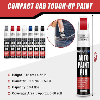 Touch Up Paint for Cars (Red Multi-Coat PPMR), Compatible with Tesla Model Y/3/X/S, 0.4 fl oz Color Accurate 2-in-1 Car Paint Scratch Repair Pen, Easy to Use, Fast-Drying, Long-Lasting