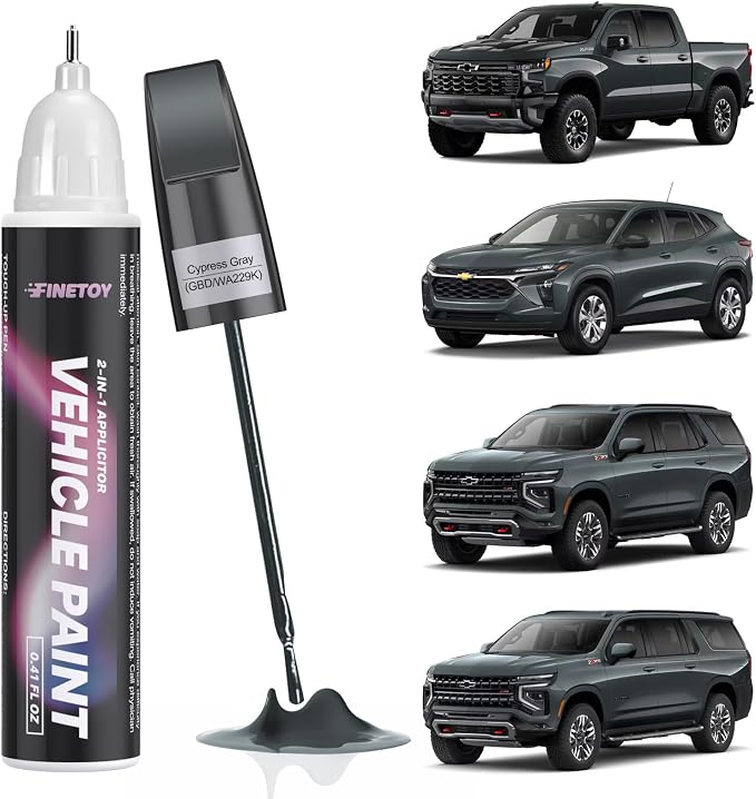 GBD/WA229K Cypress Gray Touch Up Paint for Chevrolet, Car Scratch Repair Paint Kit with 2 in 1 Brush and Pen Nip, Exact-Match & Quick Drying Design for Chips and Nicks