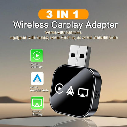 2026 Upgrade 3 in 1 Screen Mirror iOS Phone, Plug-and-Play Smart Car Interconnection Box with Fast 3s Connection, Voice Control, Split-Screen Display (H-A, for Android)