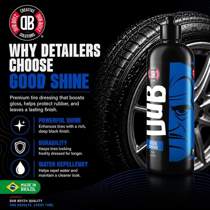 Tire Shine Spray - 16oz Wet Look Gloss Tire Dressing, No Sling Formula, Quick-Dry, UV Protection, Long Lasting | DUB BOYZ Good Shine