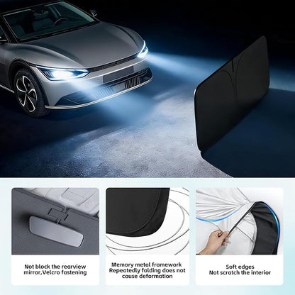 Windshield Sun Shade for Kia EV6 2022-2026 Sunshade 300T Windshield Cover Shield Protector Blocks UV Rays Custom Fit EV6 Front Window Shades Windshield Accessories Keep Cool Foldable