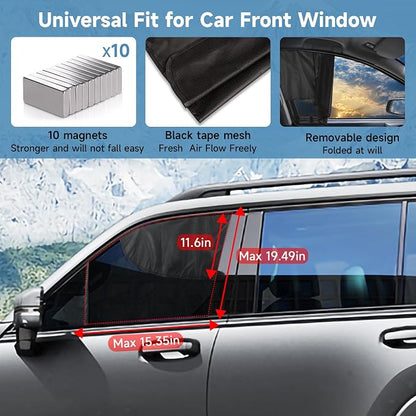 2 PCS Car Window Shades, Magnetic Double Layer Car Side Window Sun Shades with Full Shade/Half Shade, Front Window Covers for Driver,Car Accessories