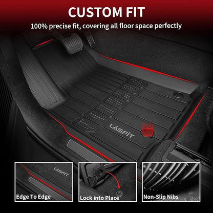 LASFIT Floor Mats & Trunk Mat for Jeep Grand Cherokee L 2021-2025 2026 7-Passenger (NOT Fit for 6-Passenger) All Weather TPE Custom Fit Car Mats Floor Liners Cargo Liner Cargo Mat Black