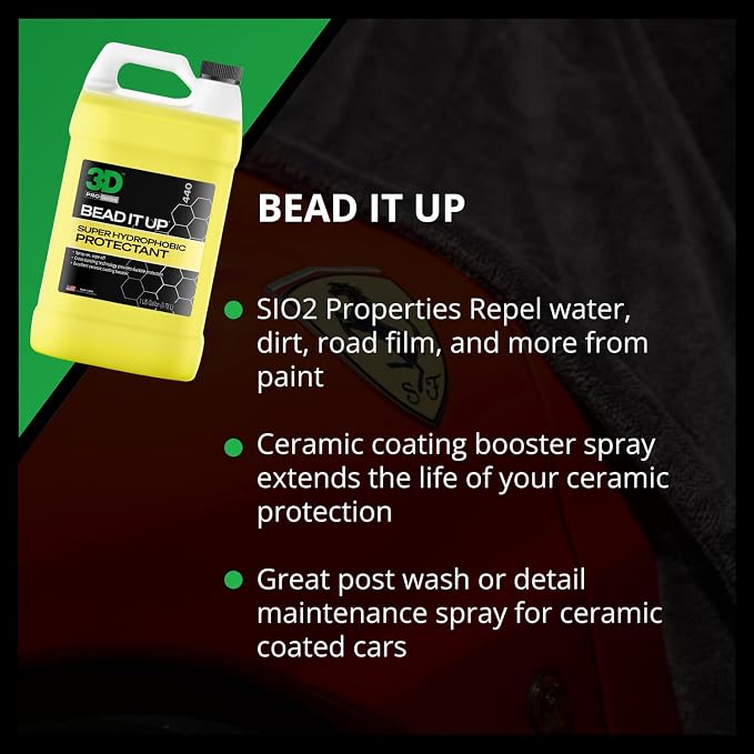 3D Bead It Up Ceramic Coating Booster Spray - Super Hydrophobic Bead Maker - Polymer Paint Protectant & Sealant 1 Gallon