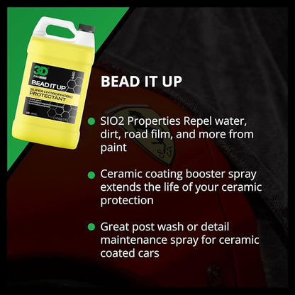 3D Bead It Up Ceramic Coating Booster Spray - Super Hydrophobic Bead Maker - Polymer Paint Protectant & Sealant 1 Gallon