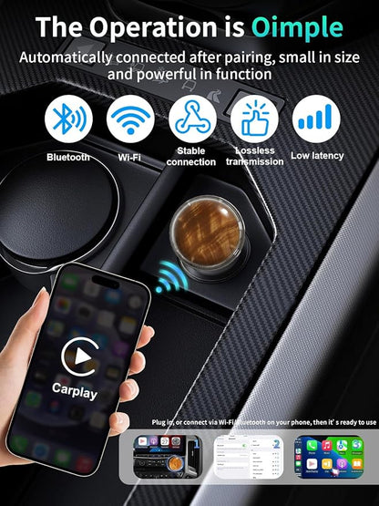 Tiger Eye Wireless CarPlay Adapter for Apple CarPlay & Andriod Auto with Car Aroma Diffuser, Connection for Convert Wired to Wireless