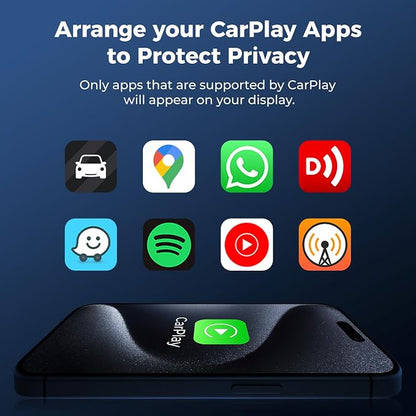 Wireless CarPlay Adapter for iPhone, Mini Size for Apple CarPlay Adapter, Convert Wired to Wireless with Extension Cable USB & USB-C/Type-C, Stable Control & No Delay, Black