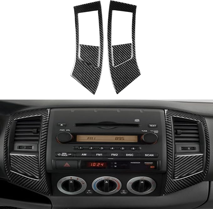 NVCNX Real Premium Carbon Fiber for Toyota 2nd Gen Tacoma Accessories 2005-2011 2006 2007 2008 2009 2010 Car Dash Center Air Vent Panel Cover Interior Trim Thick Overlay Sticker Decal 4PCs - Style B