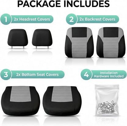 FH Group Gray Polyester Car Seat Cover, 3D Air Mesh, Front Set, Airbag Compatible, Universal Fit for Cars Trucks SUVs