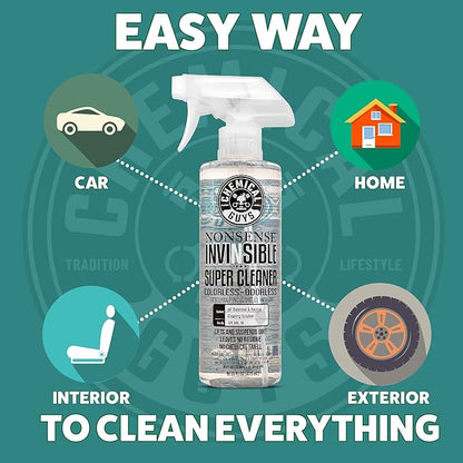 Chemical Guys Nonsense Colorless & Odorless All Surface Cleaner - Interior Cleaner, Safe for Vinyl, Rubber, Plastic, Carpet, and Upholstery, pH Balanced, Residue-Free, Unscented, 16 Fl Oz, Pack of 2