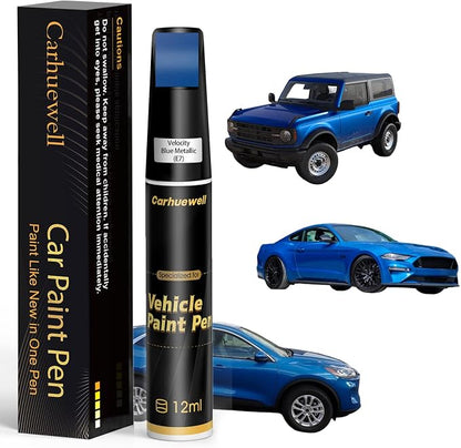 Velocity Blue Metallic(E7) Touch Up Paint for Ford, Car Paint Pen Scratch Repair Two-In-One Touch Up Paint, Exact Color Match for Ford Automotive Scratch Remover for Deep Scratches