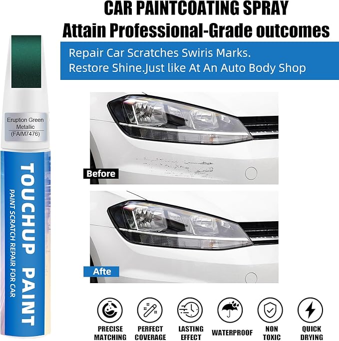 Eruption Green Metallic(FA/M7476) Touch Up Paint Compatible with Ford 2-in-1 Car Scratch Repair Pen for Rock Chips, Door Scratches&Paint Nicks Exact Color Match Quick Dry DIY Fix for F-150 Explorer