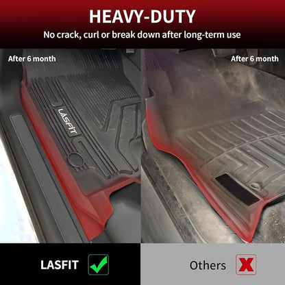 LASFIT Floor Mats 1st Row Only for Ram 1500 2019-2024 Crew Cab and Quad Cab Front Bucket Seat, Not for RAM 1500 Classic, All Weather TPE Custom Fit Car Mats Truck Front Liners, Black
