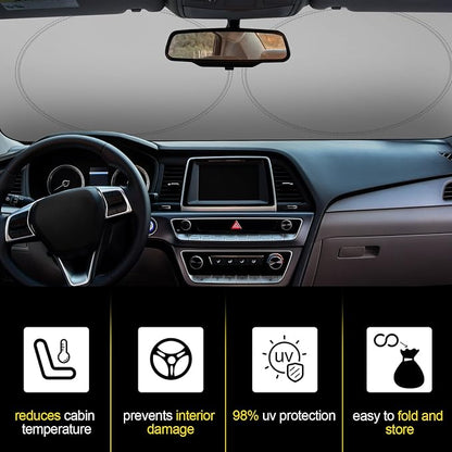Woanger Windshield Sun Shade Foldable Car Front Window Covers for Car Accessories Sun Heat UV Rays Visor Protector Protection for Universal Cars SUV Truck (Solid Style)
