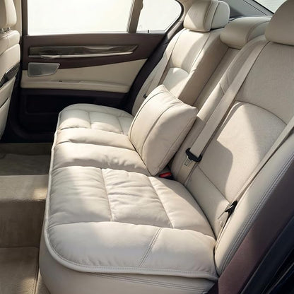 A leather rear seat cushion specially designed for cars - made by hand - can relieve pain in the buttocks, pressure points, and sciatic nerve. | Rear seat cover (Off White, Rear Seat Cushion)