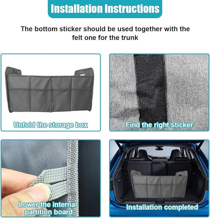 Car Trunk Organizer, Collapsible Multi-Compartment Auto Storage Box with 4 Pockets, Waterproof Oxford Fabric Car Trunk Container Accessories for Sedan SUV Truck (Grey)