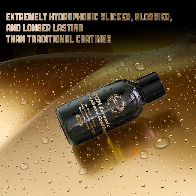 20H Professional Graphene Ceramic Coating for Cars (70ml) - 10+ Years Protection, Hydrophobic, Scratch & UV Resistant, High Gloss Finish - Professional-Grade Car Detailing Kit - Easy Application