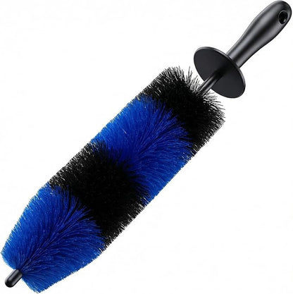 TAKAVU Master Wheel & Tire Brush, Easy Reach Wheel and Rim Detailing Brush Long Soft Bristle, Car Tire Brush, Wheel Scrub Brush, Multipurpose use for Wheels Rims Exhaust Tips Motorcycles (Blue)