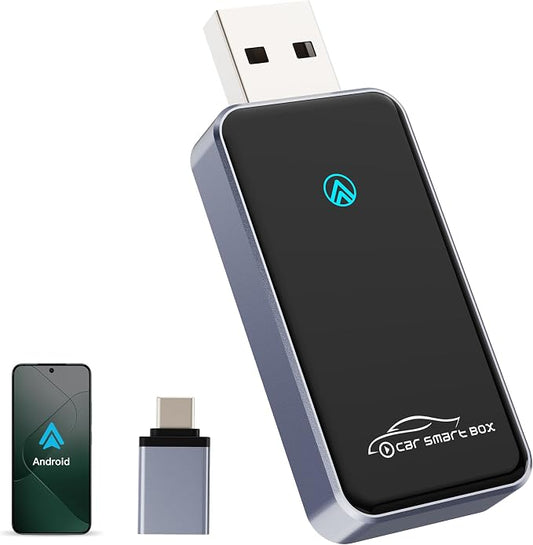 Wireless Android Auto Adapter, Plug & Play Dongle for Android11+ Phones, Wired to Wireless Conversion for Android Auto Cars, USB & Type-C Dual Port