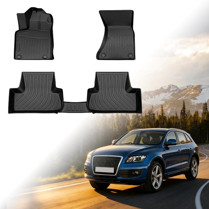 Floor Mats for Audi Q5 2009-2011 2012 2013 2014 2015 2016 2017, TPE 2010 Q5 Floor Mats 1st & 2nd Row,Waterproof Summer Winter Non-Slip All Weather Floor Liners Car Accessories