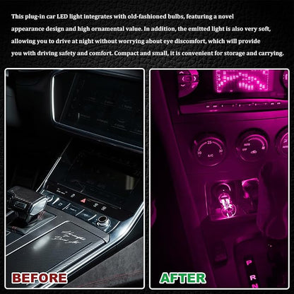 USB LED Car Interior Atmosphere Light, Car USB Night Light, Plug-in Auto Ambient Lighting Retro Lamps, Touch Adjustment LED Automotive Night Lamp Auto Accessories for bedrooms Camping (Pink)