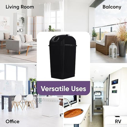Superio Kitchen Trash Can with Swing Top Lid 9 Gallon Slim Waste Bin 37 Qt Sturdy Plastic Garbage Can Medium Recycling Bin for Office, Bathroom, Under Counter, Dorm, Bedroom (Black-2 Pack)