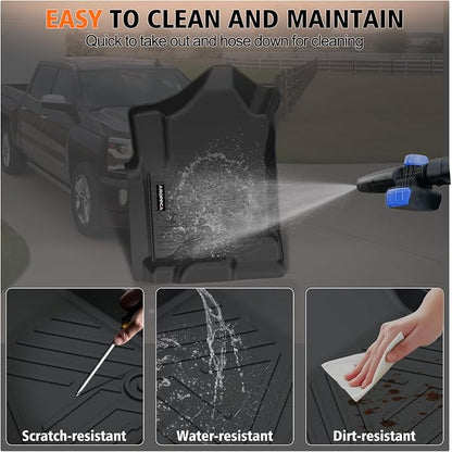 All Weather Car Floor Mats for 2014-2018 Chevy Silverado/GMC Sierra 1500 Crew Cab, 2015-2019 Silverado/Sierra 2500 HD/3500 HD Crew Cab, TPE Rubber Floor Liners Full Set for Chevy Silverado Accessories