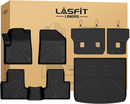 LASFIT Floor Mats for Jeep Cherokee 2015-2018 (Not Fit with Raised Dead Pedal) All Weather TPE Custom Fit Seatback Cargo Mat Car Mats Floor Liners Cargo Liner Black