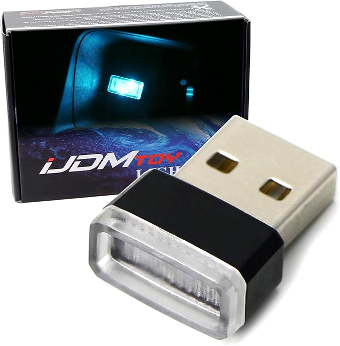 iJDMTOY Aqua Ice Blue USB Plug-in Miniature/Nano LED Car Interior Ambient Accent Lighting Kit