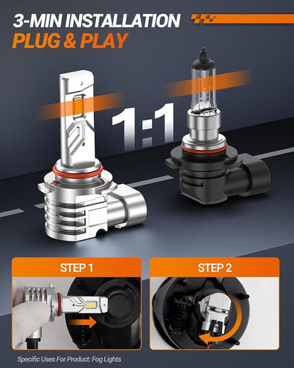 SEALIGHT H10 LED Fog Light Bulbs, 16000LM 3500K Amber Yellow Light 1000% Brightness, H10 9140 9145 Fog Lights LED Yellow, Strong Penetration, Plug and Play