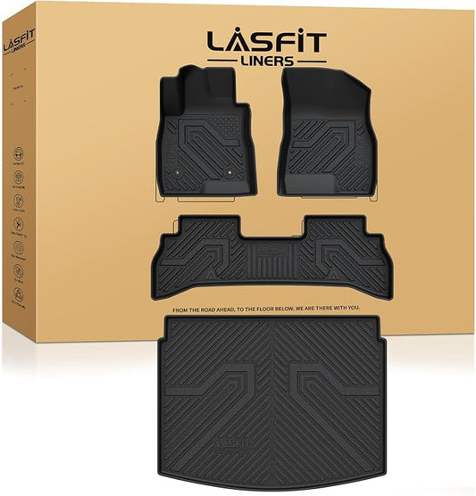 LASFIT Floor Mats & Cargo Mat(Lower Position) for Buick Encore GX 2020-2026(Only Fit FWD), TPE All Weather Custom Fit 1st & 2nd Row Rubber Car Mats and Cargo Liner for Buick Accessories, Black