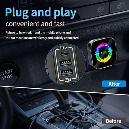2026 Upgraded 4 in 1 Wireless CarPlay AdapterUltra-mini Size USB Design Wired to Wireless Adapter for Apple Carplay & Android Auto & Airplay & Mirror Link, Plug and Play