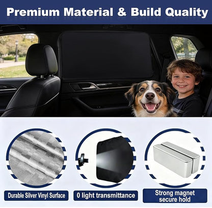 XCBYT Magnetic Car Window Shades for Rear Side Windows, 2 Pack Blackout Sun Shades, 100% Light Blocking UV & Heat Protection Car Curtains with Mosaic Pattern for Travel & Daily Use