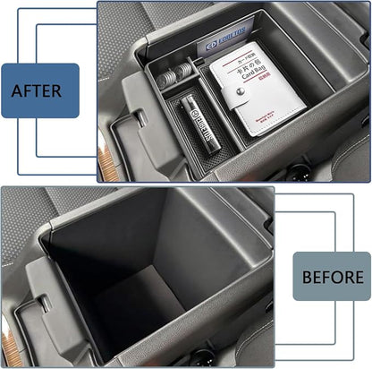 EDBETOS Acadia Center Console Organizer Compatible with 2017-2023 GMC Acadia Accessories SLE SLT AT4 Denali Armrest Box Insert Tray Secondary Storage Pallet ABS Plastic Material, Black