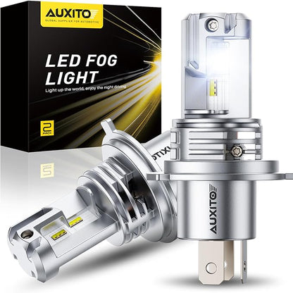 AUXITO H4 Fog Bulb, 6500K White 33000LM Super Bright, Canbus Ready with Fan, Pack of 2