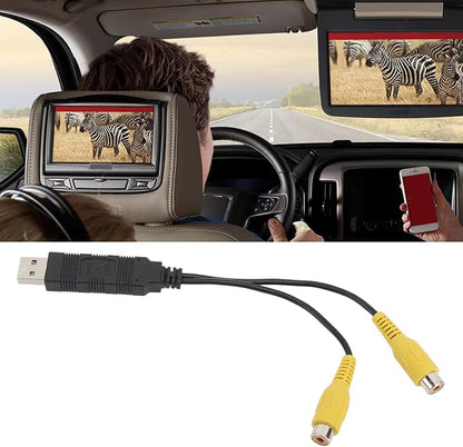 FOSA USB to CVBS Video Output Adapter, HD Video Easy to Use USB toInterface Cable Adapter for Android Car Radio AV Out to Headrest and Ceiling Screen, Universal for Vehicle